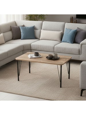 Ratemo Mobilya Modern Tasarım Orta Sehpa 90X45X45 cm Desenli Metal Ayaklı
