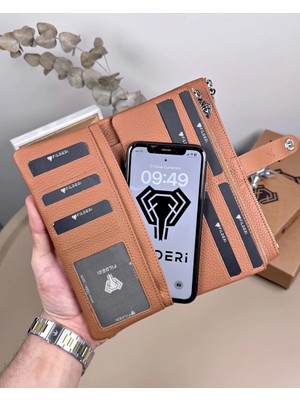 Fil Deri Hakiki Deri Fermuarlı Mıknatıslı Çok Bölmeli Kadın Cüzdan 2133