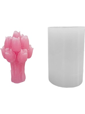 Tahtakale Toptancı Silikon 3D Lale Buketi Mum Kalıbı