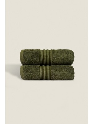 Ellaline 2'li El Yüz Havlu Seti %100 Pamuk Sertifikalı Baş Havlusu | Mutfak | Çeyizlik 50X90CM Koyu Yeşil