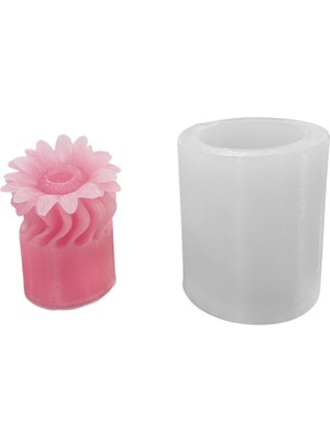 Tahtakale Toptancı Silikon 3D Burgulu Papatya Mum Kalıbı