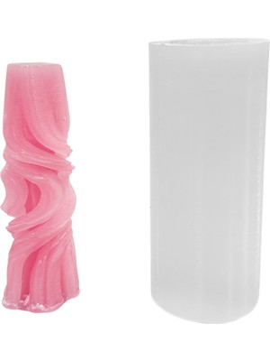 Tahtakale Toptancı Silikon 3D Drapeli Burgulu Sütun Mum Kalıbı