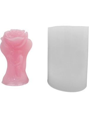 Tahtakale Toptancı Silikon 3D Gül Içinde Çift Figürlü Mum Kalıbı