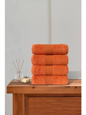 Ellaline 3'lü El Yüz Havlu Seti %100 Pamuk Sertifikalı Baş Havlusu | Mutfak Çeyizlik 50X90CM Kiremit Turuncu