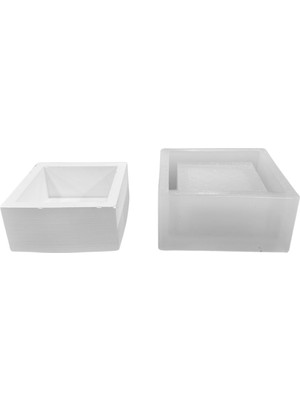 Tahtakale Toptancı Silikon 3D Kare Taş Tozu Saksı ve Mumluk Kalıbı
