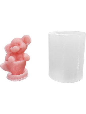 Tahtakale Toptancı Silikon 3D Fincanın Içine Oturmuş Sevimli Fil Mum Kalıbı