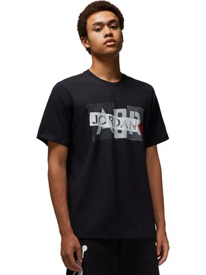 Nike Air Jordan M Brand Graphics Ss Crew Grafik Baskılı Erkek Tişört Siyah