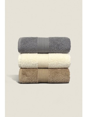 Ellaline 3'lü El Yüz Havlusu Seti %100 Pamuk Sertifikalı Banyo | Mutfak | Çeyizlik 50X90CM Gri Krem Bej