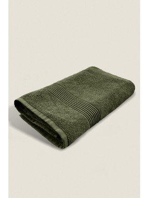 Ellaline Banyo Havlusu %100 Pamuk Sertifikalı Çizgili Bordürlü 70X140CM - Yeşil (1 Adet)