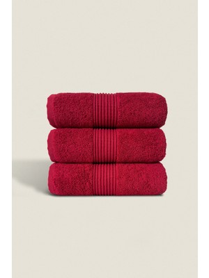 Ellaline 3'lü El Yüz Havlu Seti %100 Pamuk Sertifikalı Baş Havlusu | Mutfak | Çeyizlik 50X90CM Bordo