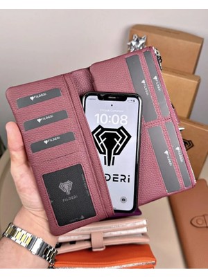 Fil Deri Hakiki Deri Fermuarlı Mıknatıslı Çok Bölmeli Kadın Cüzdan 2133