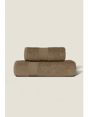Ellaline 2'li Banyo Havlusu Seti %100 Pamuk Sertifikalı, Vücut ve Baş Havlusu, 50X90 - 70X140 Bej