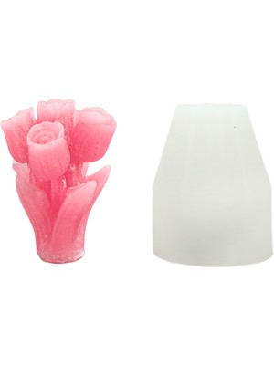 Tahtakale Toptancı Silikon 3D 5 Güllü Çiçek Buketi Mum Kalıbı