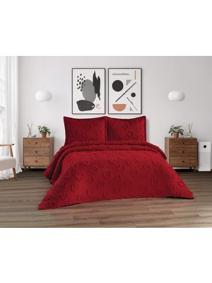 D'niss Home Kalp Desenli 3 Parça Çift Kişilik Yatak Örtüsü