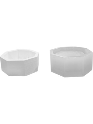 Tahtakale Toptancı Silikon 3D Çokgen Kenarlı Taş Tozu Saksı ve Mumluk Kalıbı