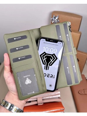 Fil Deri Hakiki Deri Fermuarlı Mıknatıslı Çok Bölmeli Kadın Cüzdan 2133