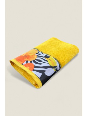 Ellaline Desenli Banyo Havlusu %100 Pamuk Sertifikalı 75X150CM - Sarı (1 Adet)