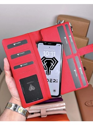 Fil Deri Hakiki Deri Fermuarlı Mıknatıslı Çok Bölmeli Kadın Cüzdan 2133