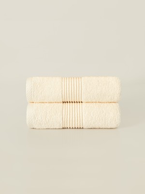 Ellaline 2'li El Yüz Havlu Seti %100 Pamuk Sertifikalı Baş Havlusu | Mutfak | Çeyizlik 50X90CM Krem