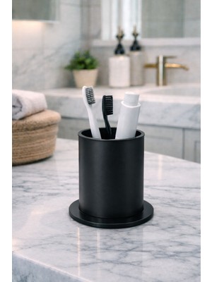 Hızır Mat Siyah Renk, Pirinç Diş Fırçalık, Ağır Pirinç Gövde, Modern & Lüks Banyo Tasarımı