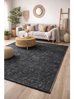 Hoom Rugs Vintage Vtg 105 Antrasit Dekoratif Yıkanabilir Kilim
