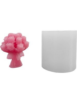 Tahtakale Toptancı Silikon 3D 20 Güllü Çiçek Buketi Mum Kalıbı