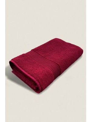 Ellaline Banyo Havlusu %100 Pamuk Sertifikalı Çizgili Bordürlü 70X140CM - Bordo (1 Adet)