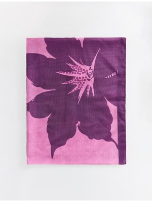 Jimmy Key Pembe Çiçek Desenli Çizgili Dokuma Şal