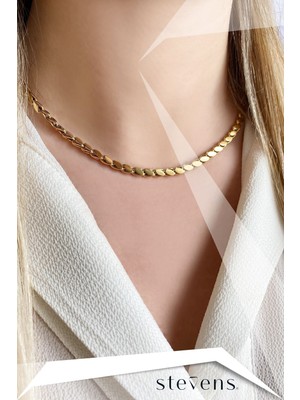 UltraMint Şık Paslanmaz Çelik Arpa Desenli Zincir Kolye, Modern ve Dayanıklı Takı