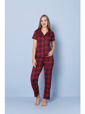 Madame Clara Önden Düğmeli Pegasus Kısa Kollu Kadın Pijama Takımı