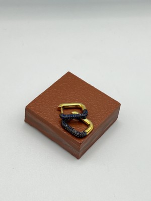 Badiva.co Lacivert Taşlı Küpe 1.2cm