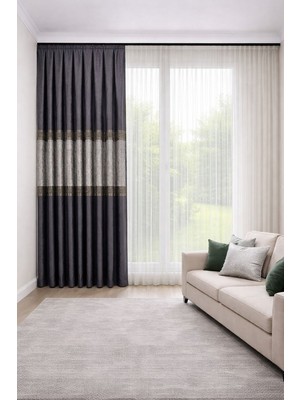 Perde Merkezi Versac Gri Sılver Bronz Fon Perde Salon ve Misafir Odalarına Uygun 1/3 Sık Pileli Lüks Fon