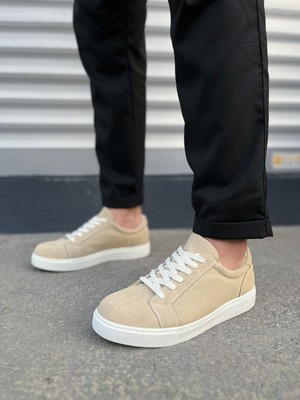 Zapatos JY165 Elite Bağcıklı Süet Erkek Günlük Sneaker Ayakkabı Sbt - Krem