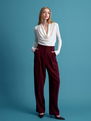 Dilvin 32595 %100 Yün Degaje Yaka Top-Ekru