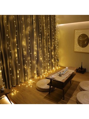 Amazex 8 Fonksiyonlu 200 LED 10 Saçak Şerit LED 2x2 Perde Ip LED (Gün Işığı) (4767)