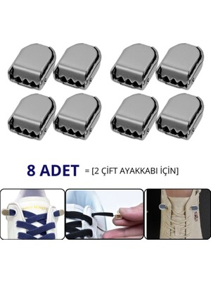 palwin Süper Pratik Elastik Bağcık, Metal Tokalı Lastikli Ayakkabı Bağcığı, Akıllı Bağcık, 1 Çift