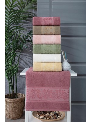 Hepta Collection Güvenal Azra 6 Adet 50X90 Kutulu Desenli Havlu Havlu Seti Havlu Takımı El Yüz Havlusu Çeyizlik Havlu