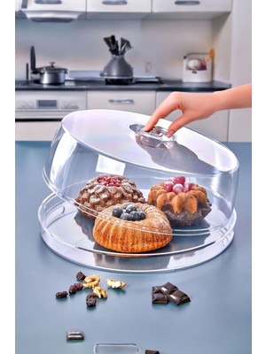 Ahlat Store Şeffaf Sunum Fanusu | Büyük Boy Kek ve Tatlı Servisi Maxi Kek Fanusu Mega Boy