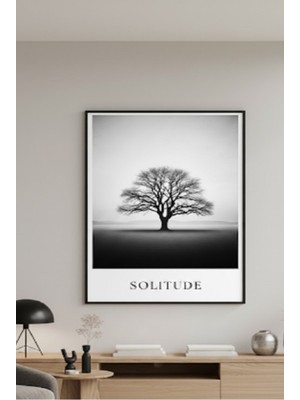 Safir Design Lüks Siyah Beyaz Minimalist Ağaç Duvar Sanatı | Modern Çerçeveli Tablo