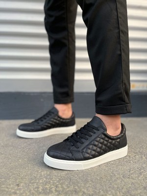 Zapatos JY166 Prestige Bağcıklı Cilt Kapitone Desenli Erkek Günlük Sneaker Ayakkabı Cbt - Siyah