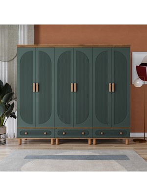 Velmo Barrel 6 Kapaklı Gardırop (Yeşil)