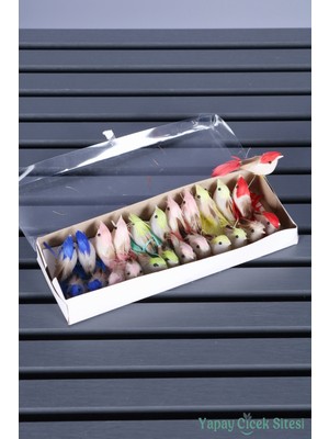 Yapay Çiçek Sitesi Dekoratif Mini Kuş 24LÜ Paket