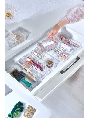 Ahlat Store 6'lı Dolap Içi Takı Makyaj Organizer - Çekmece Içi Düzenleyici Set Şeffaf Yüksek Kalite Akrilik