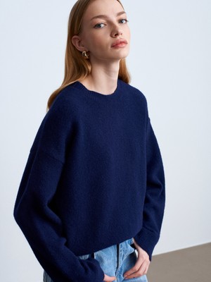 Dilvin 10640 Bisiklet Yaka Yumuşak Dokulu Kazak-A.lacivert