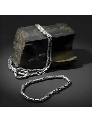 Blackcraft Kral Zincir  Gümüş Bileklik ve Kolye Seti