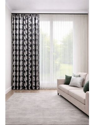 Perde Merkezi Paris Gri Silver Fon Perde Salon ve Misafir Odalarına Uygun 1/3 Sık Pileli Tek Kanat Lüks Modern Fon Perde