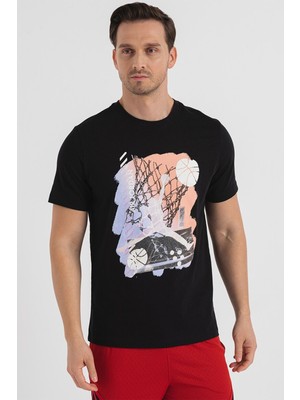 Nike Air Jordan Brand Graphic Ss Crew Grafik Baskılı Erkek Tişört Siyah