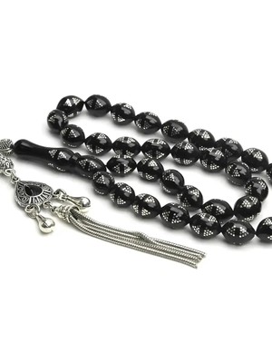 Blackcraft Beyzi Kesim Çift Üçgen Oltu Taşı Tespih