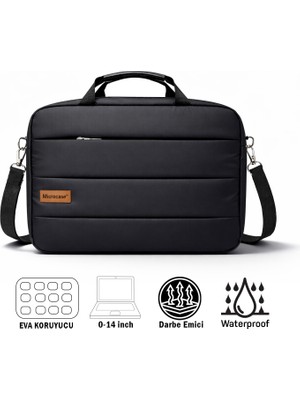 Microcase Su Geçirmez 3 Bölmeli Darbelere Dayanıklı Tablet Notebook Macbook Evrak Çantası 14 Inch AL5496