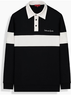 Sarar Polo Yaka Siyah Sweatshirt Siyah - M